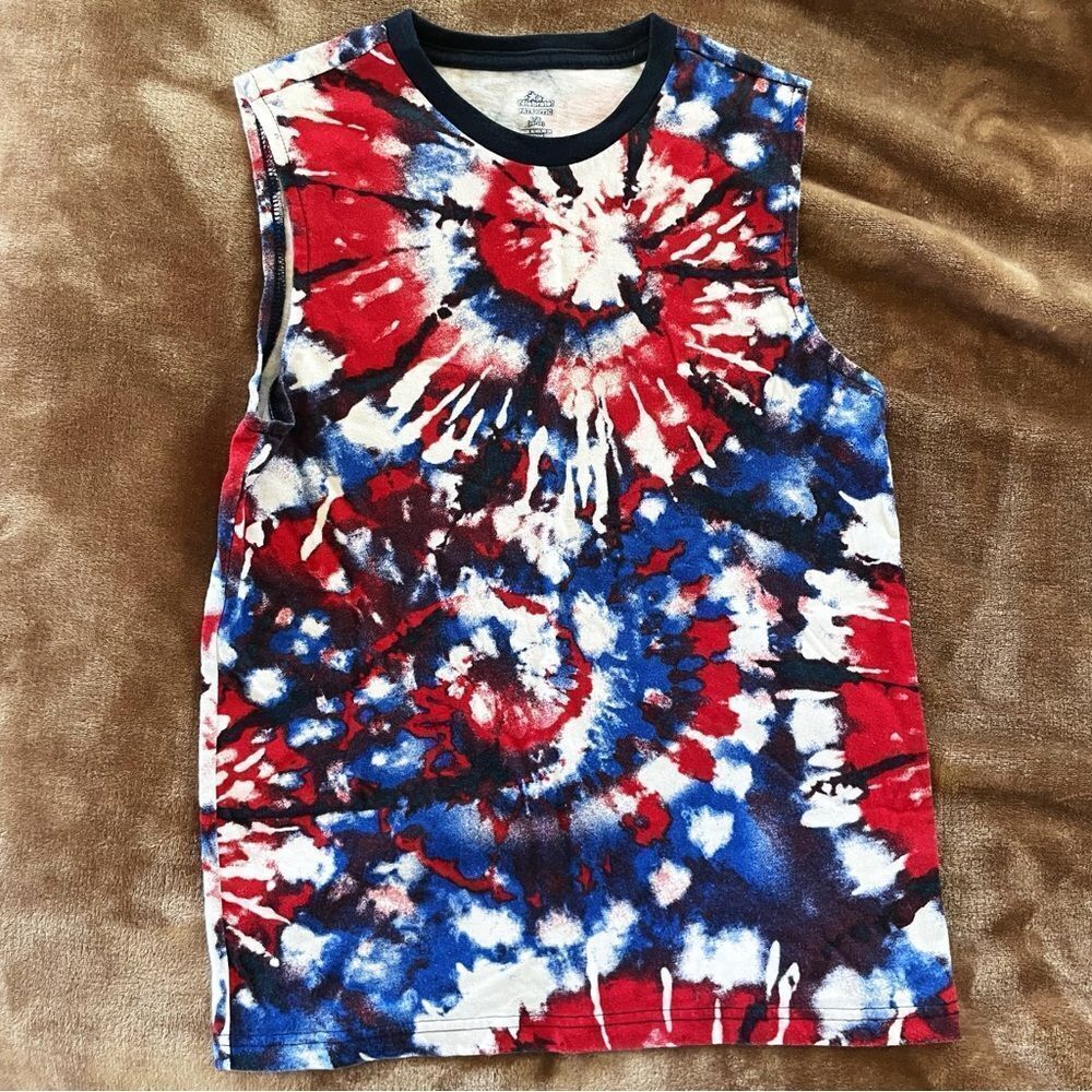 Celebrate! Patriotic Girls Colorful Tie-Dye Kids Sleeveless Top Size L/ 10-12